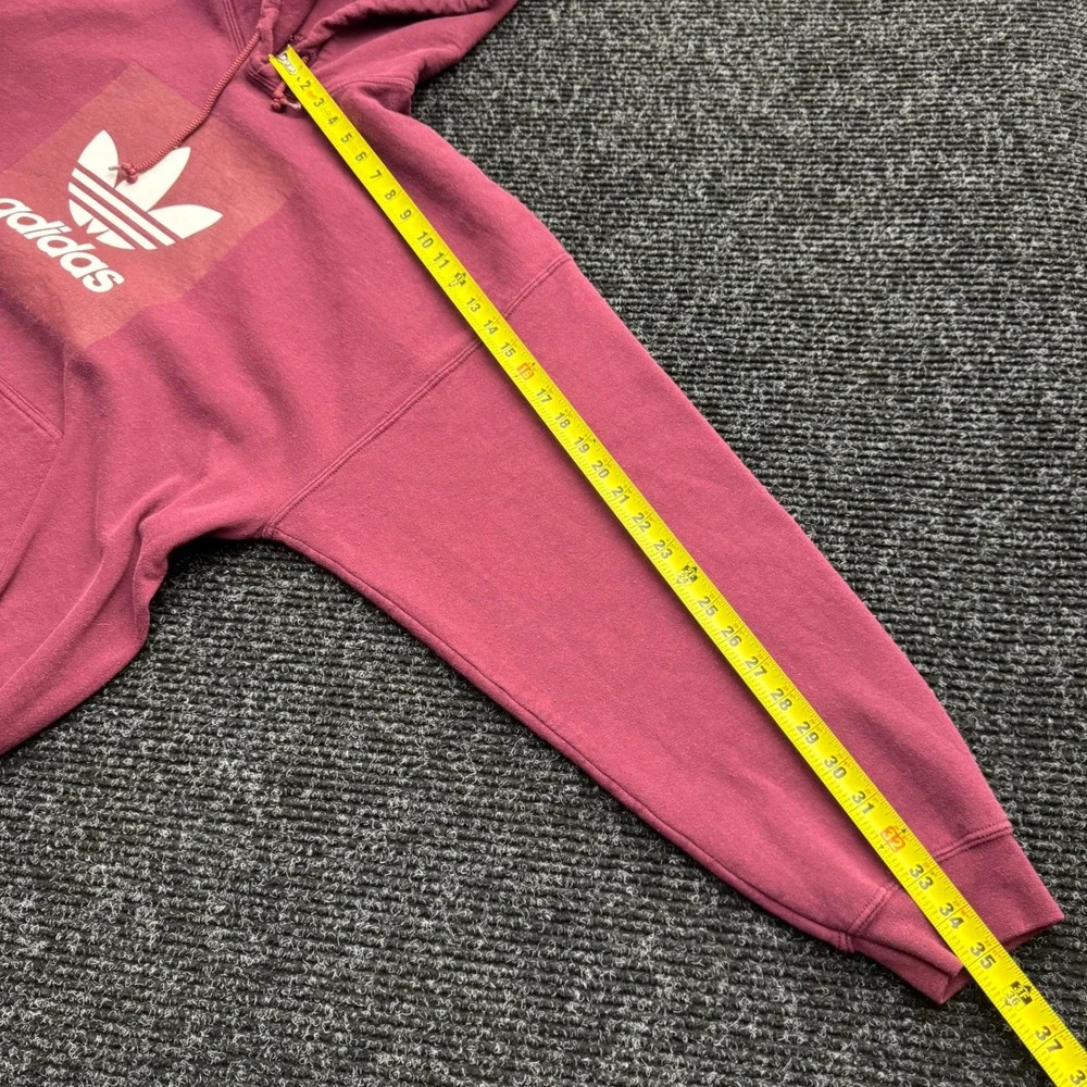 Adidas Originals Trefoil Box Logo Hoodie Mens 2XL Maroon Burgundy Pullover
